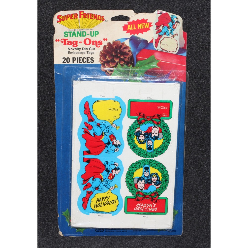 Super Friends 1977 Superman Batman Wonder Woman Gift Tags Stand Ups MOC